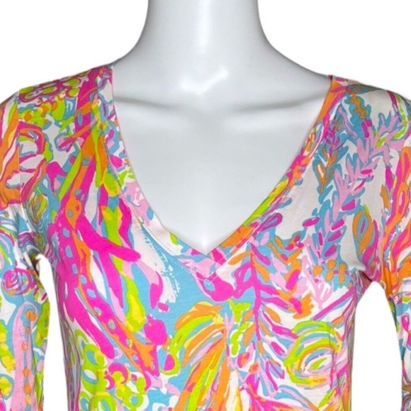 Lilly Pulitzer Dress Womens XS White Pink Christie Scuba to Cuba Cruise Vacation - Picture 5 of 10